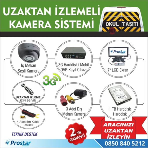 Okul Ve Servis Taşıtları İçin 1 Tb Kayıtlı 3G Destekli Kamera ürün görseli 1