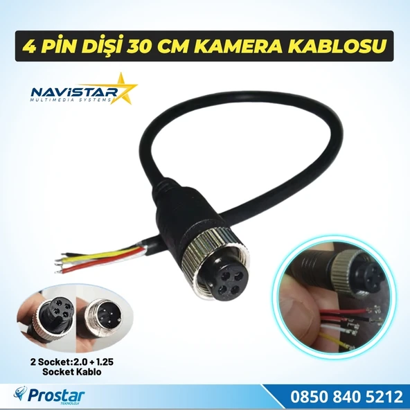 30 Cm 4 Pin aviation dişi soket Kısa Kamera Kablosu ürün görseli 1