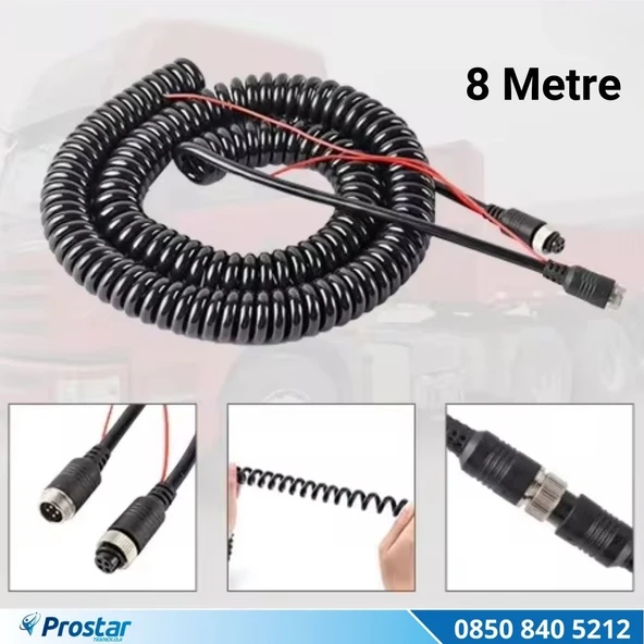 8 Metre 4 pin aviation trigger tetik destekli Spiral uzatma Kablosu ürün görseli 1