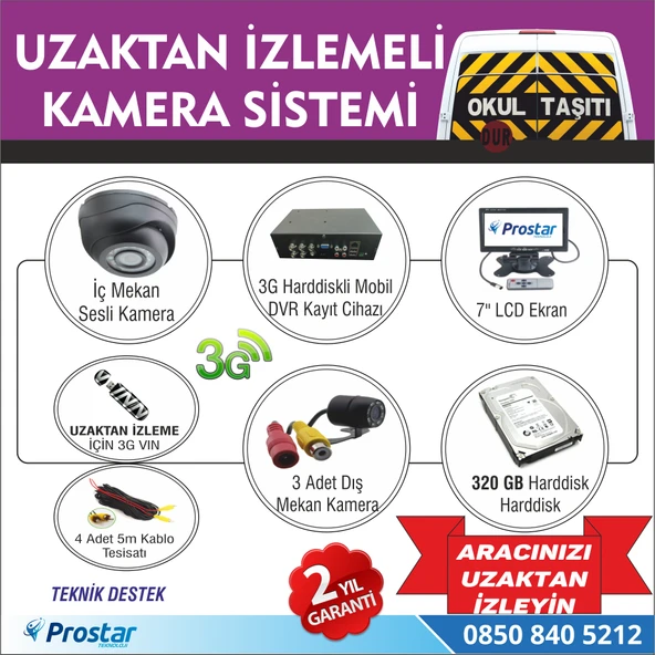 Okul Ve Servis Taşıtları İçin 320 Gb Kayıtlı Kamera Set ürün görseli 1
