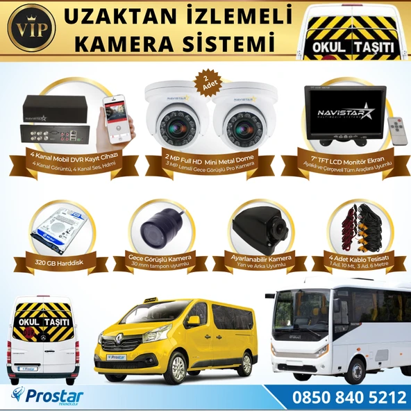 Profesyonel Servis Araç Kamera Seti 4 Kameralı Kayıtlı 320 Gb Harddiskli Tak Kullan Set ürün görseli 1