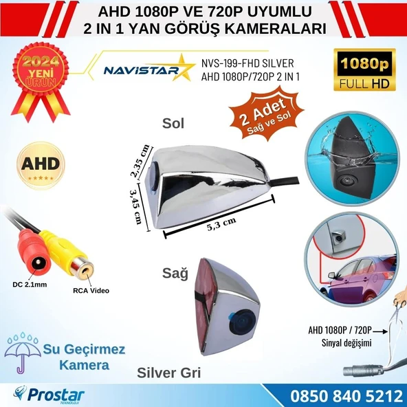 Yan Araç Kamerası AHD 1080P ve 720P Full HD Mini (Silver Gri) Özel Tasarım ürün görseli 1