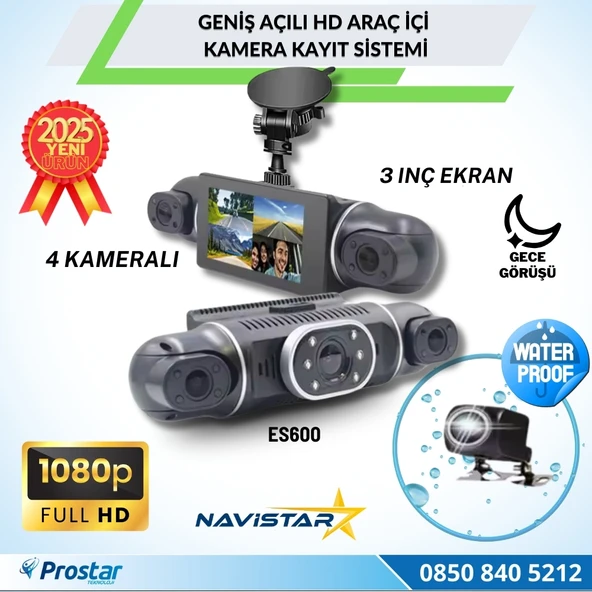 4 Kameralı 1080P WIFI, GPS Geniş Açılı Dashcam Araç içi Kamera Kayıt Sistemi 3 inç  Full HD ürün görseli 1