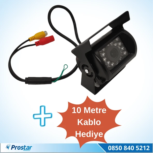 Metal Otobüs Kamyon Tır Geri Görüş Kamerası + 10 Metre Kablo Ledli Arka Görüş Kamerası ürün görseli 1
