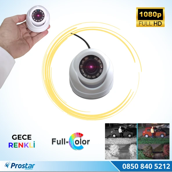 Araçlar Için Mini Plastik Dome 2 Mp Full Hd Gece Renkli Görüşlü Kamera Geniş Açılı ürün görseli 1