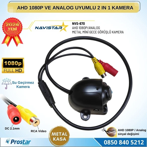 Metal Mini Kasa AHD 1080P ve Analog Pal Çevirilebilir Starlight Gece Görüşlü Yön Ayarlanabilir Araç Kamerası ürün görseli 1
