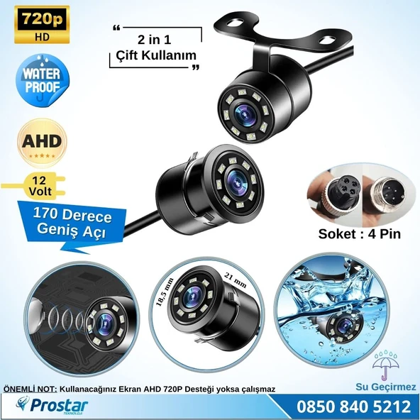 Navistar Ahd 720P 4 Pin Soketli Beyaz Ledli Kelebek Ve Tampon Uyumlu 6 Mt 4 Pin Kablolu Kamera ürün görseli 1