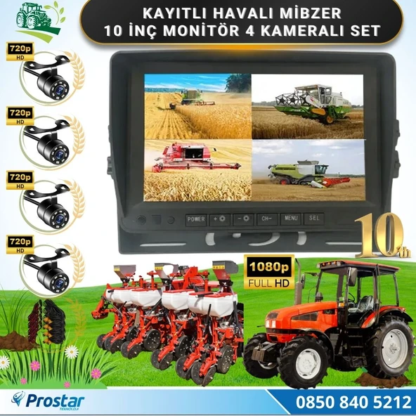 10 inç Monitör 4 Kameralı Mibzer Havalı Tohum Makinesi AHD Kayıtlı Kamera Seti ürün görseli 1