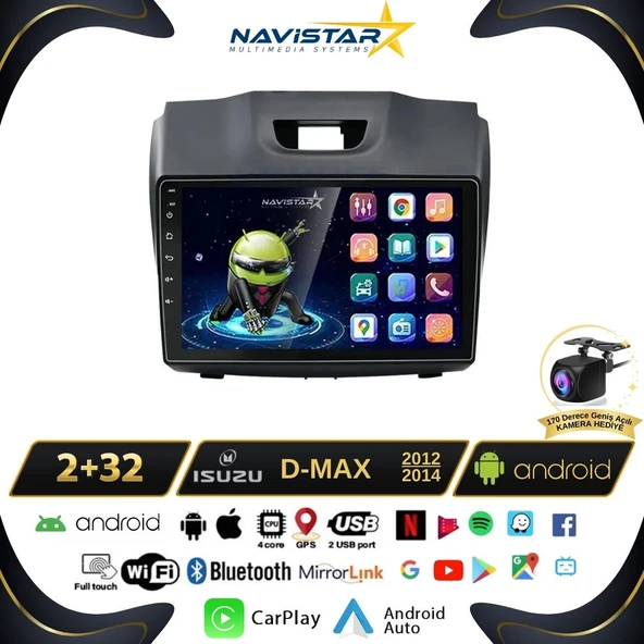 Isuzu DMax 2012-2014 Model 2GB + 64GB Android 13 Kablosuz Carplay Navigasyon Multimedya Sistemi ürün görseli 1