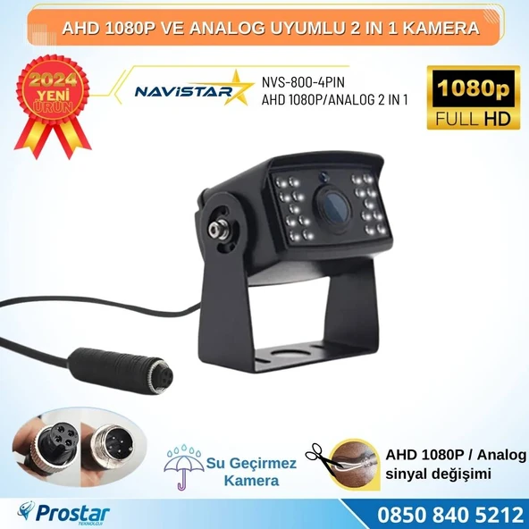 AHD 1080P ve Analog Pal Çevirilebilir 4 Pin Gece Görüşlü Metal Ayaklı Full HD Kamera ürün görseli 1