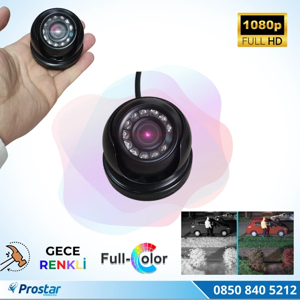 Araçlar Için Mini Metal Dome 2 Mp Full Hd Gece Renkli Görüşlü Kamera Geniş Açılı ürün görseli 1