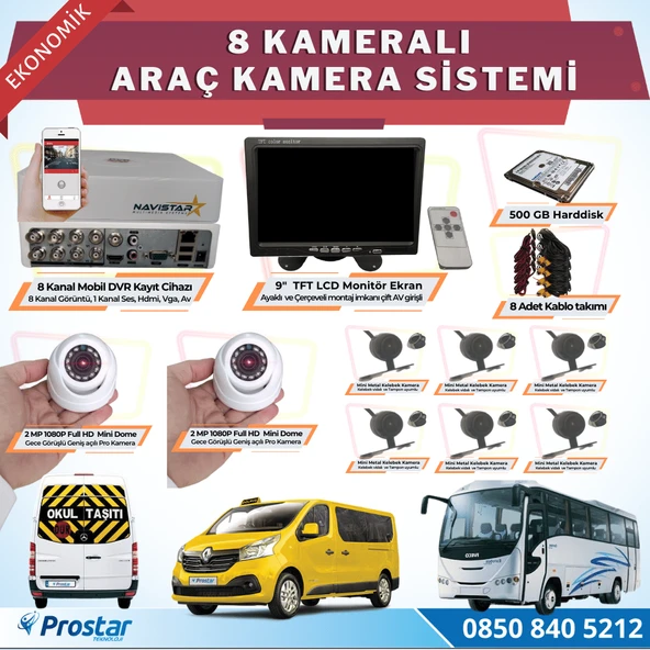 8 Kameralı Kayıtlı 1 Tb Hdd 9  Inç Ekranlı Uzaktan İzlemeli Tak Kullan Set ürün görseli 1
