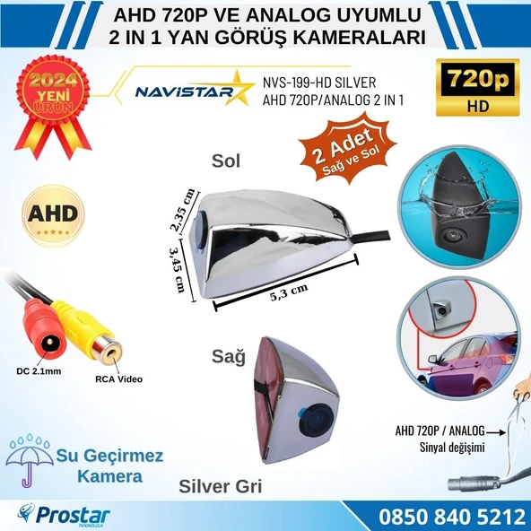 Yan Araç Kamerası AHD 720P ve Analog PAL Mini (Silver Gri) Özel Tasarım ürün görseli 1