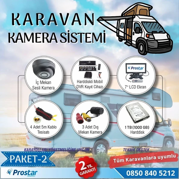 Karavan Kamera Seti Kayıtlı Harddiskli 1 Tb Dahil 4 Kameralı Ekranlı Tak Kullan Set ürün görseli 1