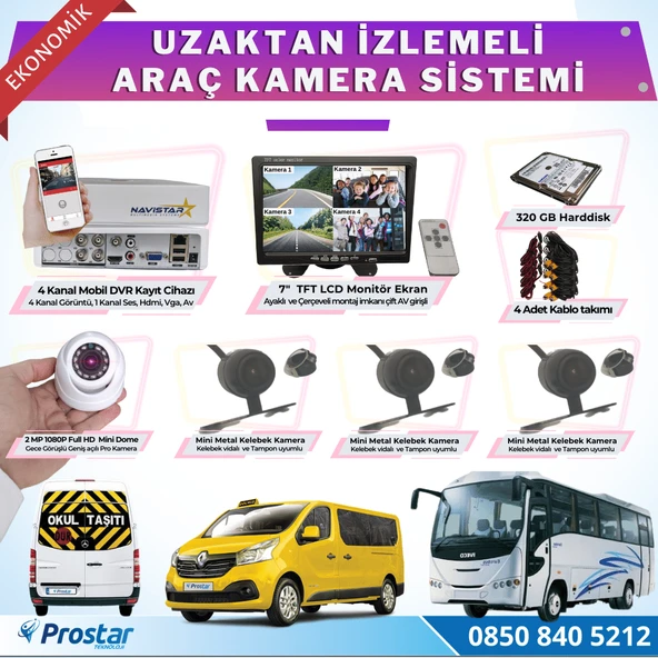Ekonomik 4 Kameralı Kayıtlı 320 Gb Hdd 7 Inç Ekranlı Uzaktan İzlemeli Tak Kullan Set ürün görseli 1