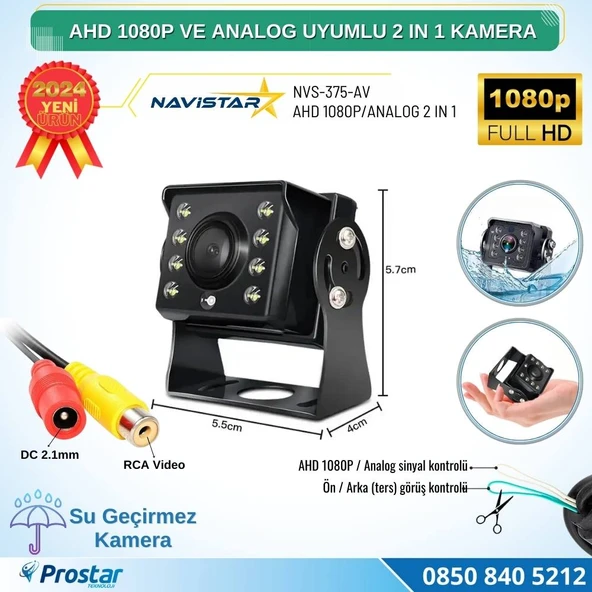 Mini Kamera AHD 1080P ve Analog Pal Çevirilebilir Gece Görüşlü Metal Ayaklı AV Full HD Kamera ürün görseli 1