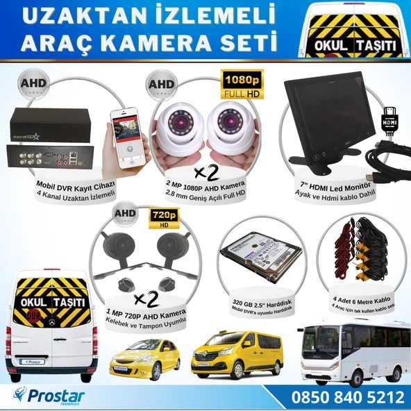 Full Ahd Araç Kamera Seti 4 Kameralı 320 Gb Harddisk Dahil Kayıtlı 7 Inç Hdmi Ekranlı ürün görseli 1