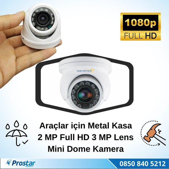 Araçlar Için Mini Metal Dome 2 Mp Full Hd Gece Görüşlü Kamera Geniş Açılı ürün görseli 1