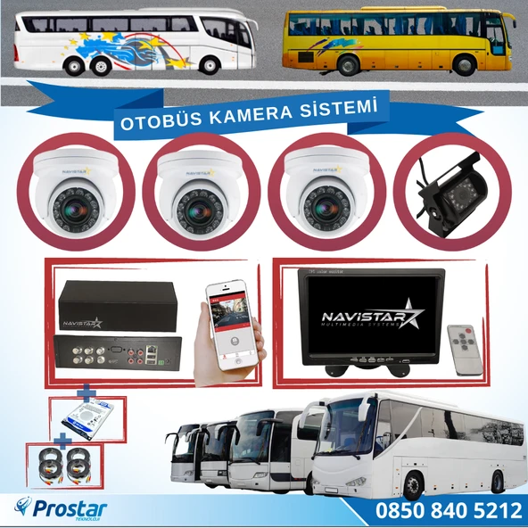 Otobüsler Için Kayıtlı 4 Kameralı 1 Tb Harddiskli Kamera Seti ürün görseli 1