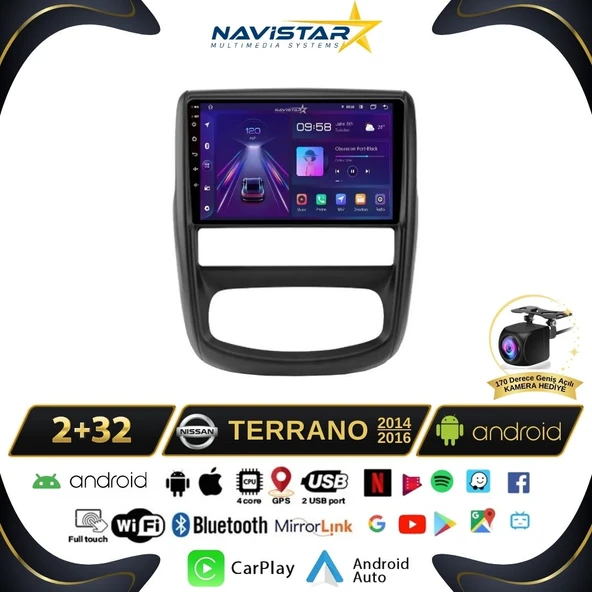 Nissan Terrano  2014-2016 Model 2GB + 64GB Android 13 Kablosuz Carplay Navigasyon Multimedya Sistemi ürün görseli 1
