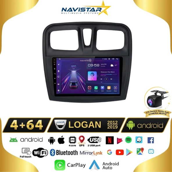 Dacia Logan 2012-2019 Model 4GB + 64GB Android 13 Kablosuz Carplay Navigasyon Multimedya Sistemi ürün görseli 1