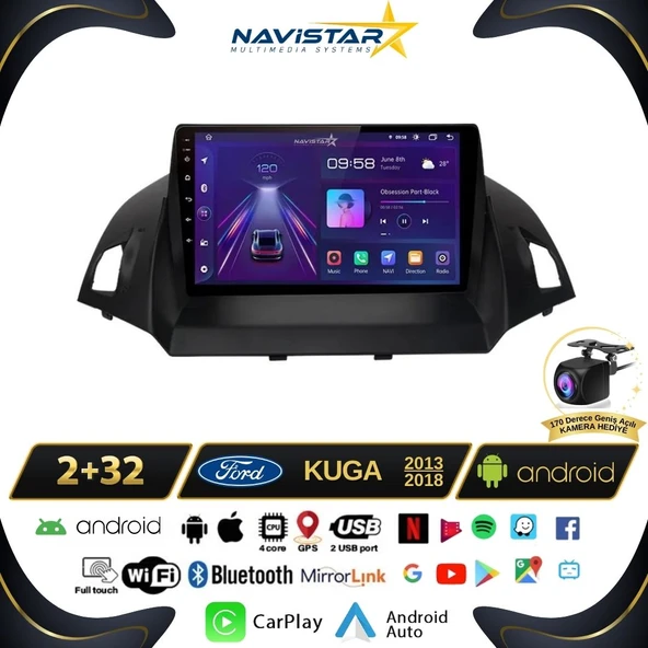 Ford Kuga 2+64GB Android 13 Kablosuz Carplay 2013-2018 Navigasyon Multimedya Sistemi ürün görseli 1