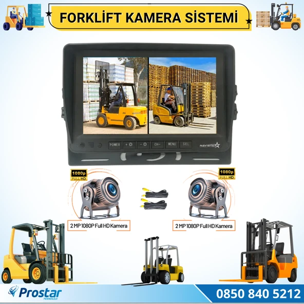 Forklift Kamera Sistemi Reach Truck 2 Kameralı 7 Inç Monitörlü Kayıtlı Kamera Seti ürün görseli 1