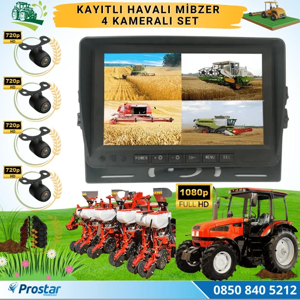 Kayıtlı Ahd Mibzer Havalı Tohum Makinesi 4 Kameralı 7 Inç Monitörlü 720P Araç Seti ürün görseli 1