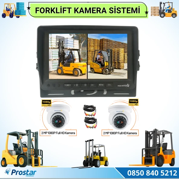 Forklift Kamera Sistemi Reach Truck 2 Kameralı 7 Inç Monitörlü Kayıtlı Kamera Seti ürün görseli 1