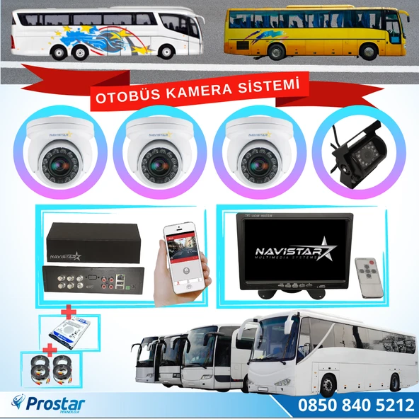 Otobüsler Için Kayıtlı 4 Kameralı 320 Gb Harddiskli Kamera Seti ürün görseli 1