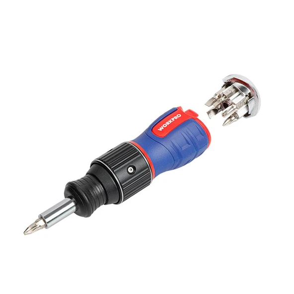 WORKPRO WP221071 6-IN-1 Profesyonel CR-V Cırcırlı Manyetik Topaç Tornavida Seti ürün görseli 1
