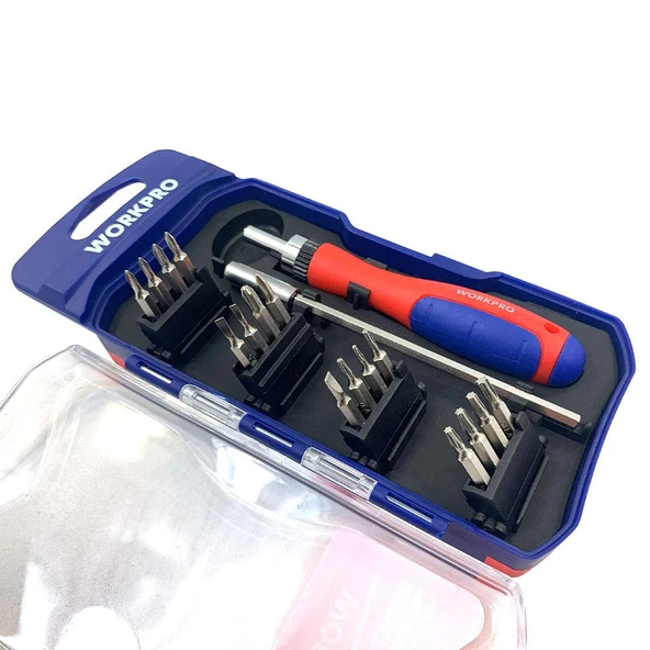 WORKPRO WP200516 18 Parça Profesyonel CR-V Cırcırlı Hassas/Elektronikçi Bits Tornavida Seti ürün görseli 1