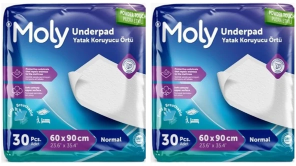 Moly Yatak Koruyucu Örtü 30 lu 2 paket / 60 adet ürün görseli 1