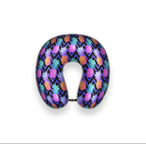 Viscofly Visco Ortopedik Seyahat Yastığı- Boyun Yastığı - 30 x 30 x 10 cm - Ananas Desen ürün görseli 1
