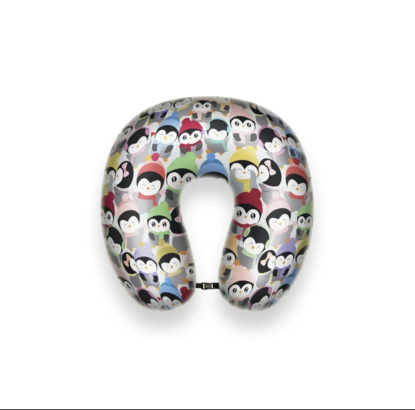 Viscofly Visco Ortopedik Seyahat Yastığı - Boyun Yastığı - 30 x 30 x 10 cm - Penguen Desen ürün görseli 1