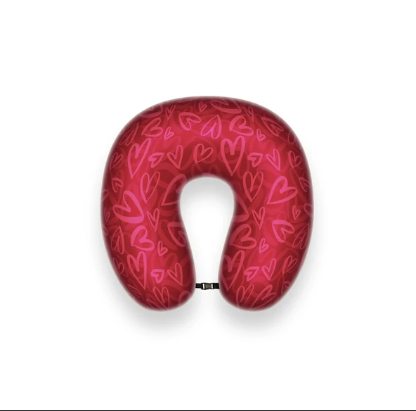 Viscofly Visco Ortopedik Seyahat Yastığı - Boyun Yastığı - 30 x 30 x 10 cm - Kalp Desen ürün görseli 1