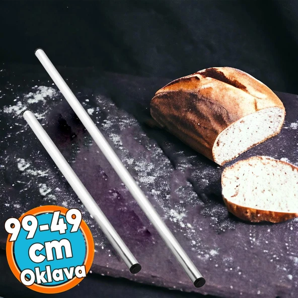Metal Alüminyum Oklava 2'li Set 99-49 cm Börek Hamur Yufka Açma Silindir Yuvarlak Uzun Kısa Mutfak ürün görseli 1