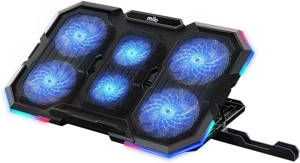 Classone Mila Serisi M6 R-TYPE 13-17 inch Uyumlu 2200 RPM, RGB Işıklı, 6 Fan, Telefon Stand, 2 USB Notebook Soğutucu Stand ürün görseli 1