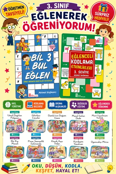 3.Sınıflar İçin Okumayı Sevdiren 10 lu Hikaye Seti -Bil Bul Eğlen-Kodlama 9 (Okulda Evde Tatilde) ürün görseli 1