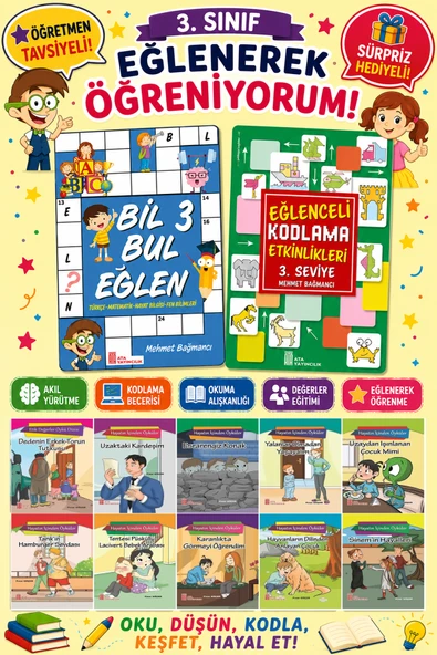 3.Sınıflar İçin Okumayı Sevdiren 10 lu Hikaye Seti -Bil Bul Eğlen-Kodlama 8 (Okulda Evde Tatilde) ürün görseli 1