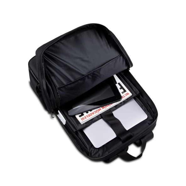 Classone Mila BP-TX300 Combo Serisi 15,6 inch , Su Geçirmez Kumaş ve Su Geçirmez fermuar Notebook, Laptop , Macbook  Sırt Çantası -Siyah ürün görseli 1