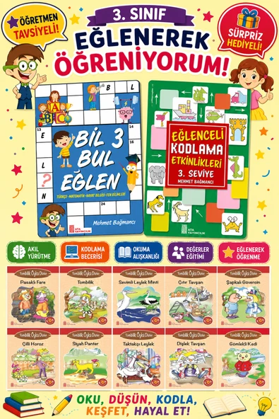 3.Sınıflar İçin Okumayı Sevdiren 10 lu Hikaye Seti -Bil Bul Eğlen-Kodlama 10 (Okulda Evde Tatilde) ürün görseli 1