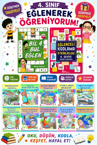 4.Sınıflar İçin Okumayı Sevdiren 10 lu Hikaye Seti -Bil Bul Eğlen-Kodlama 2 (Okulda Evde Tatilde) ürün görseli 1