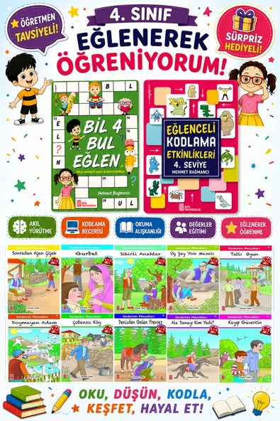 4.Sınıflar İçin Okumayı Sevdiren 10 lu Hikaye Seti -Bil Bul Eğlen-Kodlama 3 (Okulda Evde Tatilde) ürün görseli 1