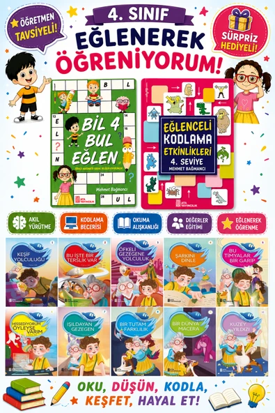 4.Sınıflar İçin Okumayı Sevdiren 10 lu Hikaye Seti -Bil Bul Eğlen-Kodlama 5 (Okulda Evde Tatilde) ürün görseli 1