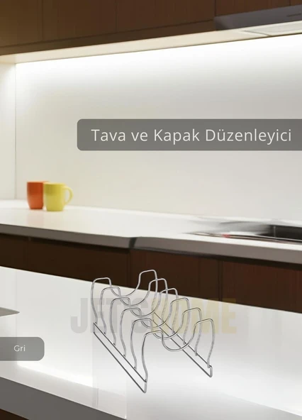 Tava Kapak Düzenleyici Paslanmaz 5 Bölmeli Tabaklık Gri ürün görseli 1