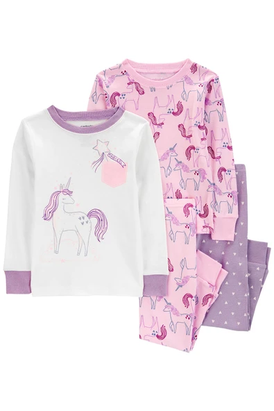 Carters Renkli Kız Bebek Pijama Set 4'lü Paket 1R493210R ürün görseli 1