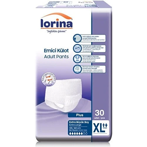 Lorina Yetişkin Emici Külot Xlarge 30'Lu 4 Paket 120 Adet ürün görseli 1