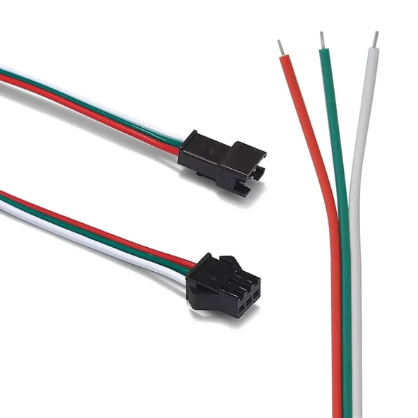 2 adet 3 Pin JST SM 10cm Kablo Erkek Dişi Çifti Bağlantı Soketi LED Konnektör Şerit LED RGB ürün görseli 1