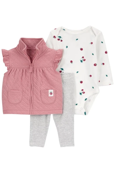 Carters Renkli Kız Bebek Yelekli Set 3'lü Paket 1R541610R ürün görseli 1